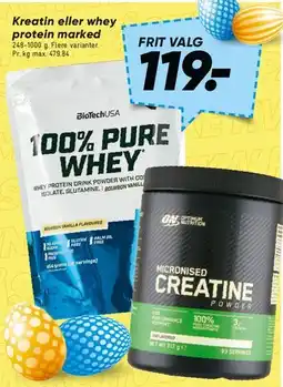 Bilka Kreatin eller whey protein tilbud