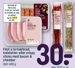 REMA 1000 Filet a la mørbrad / koteletter / crispy sticks med bacon & cheddar tilbud