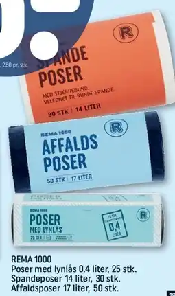 REMA 1000 Poser (lynlås, spandeposer, affaldsposer) tilbud