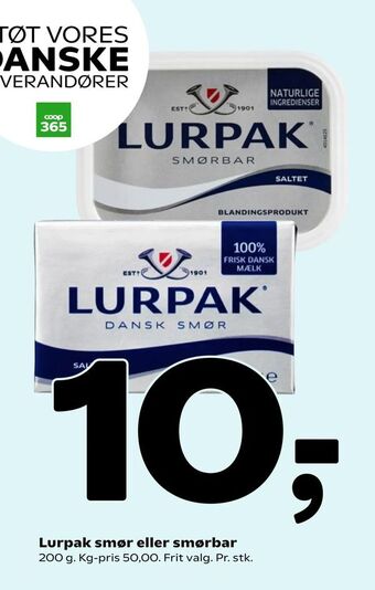 Coop 365 Lurpak smør eller smørbar tilbud