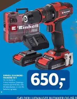 Davidsen EINHELL SLAGBOREMASKINE 18 V tilbud