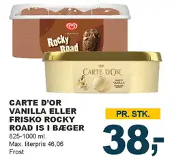 Let-Køb Carte d'Or Vanilla eller Frisko Rocky Road is i bæger tilbud