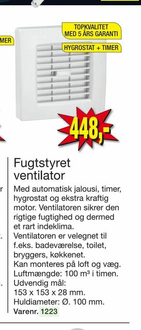 Fugtstyret ventilator