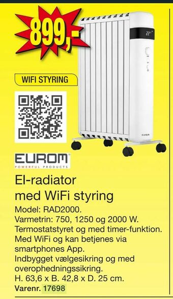 Harald Nyborg El-radiator med WiFi styring tilbud