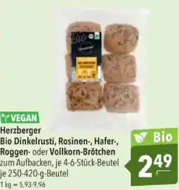 Citti VEGAN Herzberger Bio Dinkelrusti, Rosinen-, Hafer-, Roggen- oder Vollkorn-Brötchen tilbud