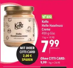 Citti KoRo Helle Haselnuss Creme -Glas tilbud