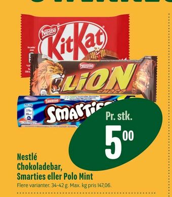 Nestlé Chokoladebar, Smarties eller Polo Mint