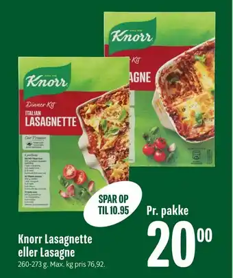 Min Købmand Knorr Lasagnette eller Lasagne tilbud