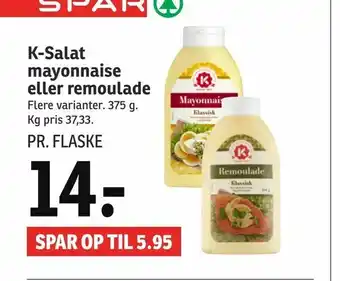 SPAR K-Salat mayonnaise eller remoulade tilbud
