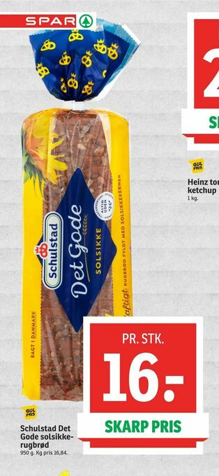 SPAR Schulstad Det Gode solsikke rugbrød tilbud
