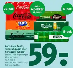 Coop 365 Coca-Cola, Fanta, Tuborg Squash eller Carlsberg, Tuborg tilbud