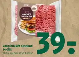 Coop 365 Coop hakket oksekød 14-18% tilbud