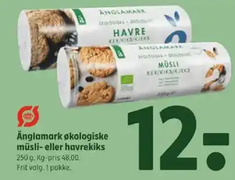 Coop 365 Änglamark økologiske müsli- eller havrekiks tilbud
