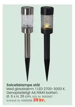 Hi five Solcellelampe stål tilbud