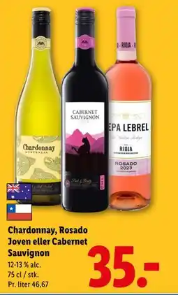 Lidl Chardonnay, Rosado Joven eller Cabernet Sauvignon tilbud