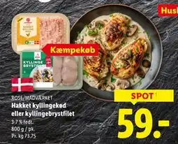 Lidl Hakket kyllingekød eller kyllingebrystfilet tilbud