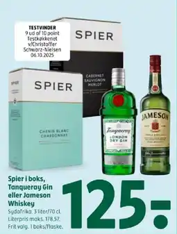 Coop 365 Spier i boks, Tanqueray Gin eller Jameson Whiskey tilbud