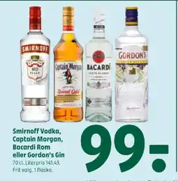 Coop 365 Smirnoff Vodka, Captain Morgan, Bacardi Rom eller Gordon's Gin tilbud