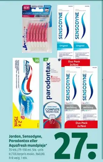 Coop 365 Jordan, Sensodyne, Parodontax eller Aquafresh mundpleje tilbud