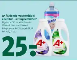 Coop 365 A+ flydende vaskemiddel eller Dun-Let skyllemiddel tilbud