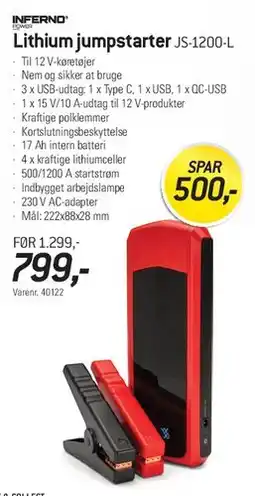 Thansen Lithium jumpstarter JS-1200-L tilbud