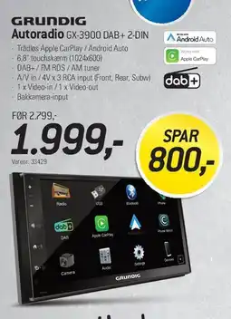 Thansen GRUNDIG Autoradio GX-3900 DAB+ 2-DIN tilbud