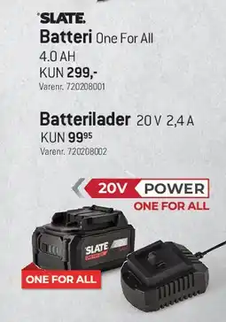 Thansen SLATE Batteri One For All 4.0 Ah tilbud