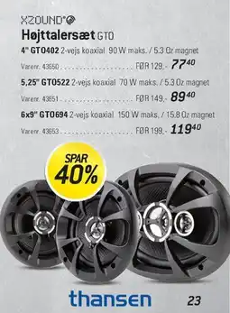 Thansen Højtalersæt GTO tilbud