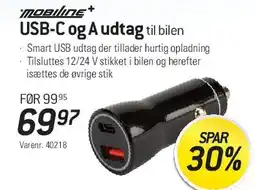 Thansen USB-C og A udtag til bilen tilbud