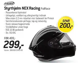 Thansen Styrthjelm NEX Racing Fullface tilbud