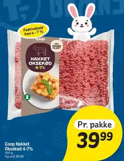 Fakta Tyskland Coop Hakket Oksekød 4-7% tilbud