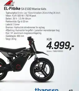 Thansen EL-Pitbike SX-E500 Warrior kids tilbud
