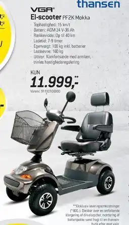 Thansen El-scooter PF2K Mokka tilbud