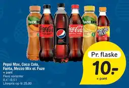 Fakta Tyskland Pepsi Max / Coca Cola / Fanta / Mezzo Mix / Fuze tilbud