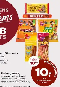 Dagli'Brugsen Malaco slik (snøre, stjerner eller barer) tilbud