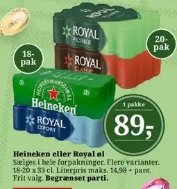 Dagli'Brugsen Heineken eller Royal øl tilbud