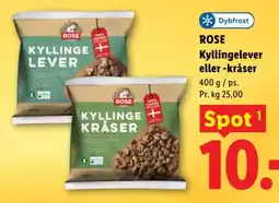 Lidl ROSE Kyllingelever eller -kråser tilbud