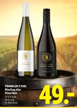 Lidl FRANKLIN'S FUEL Riesling eller Pinot Noir tilbud