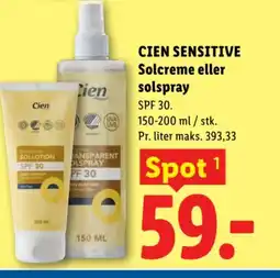 Lidl CIEN Sensitive Solcreme eller solspray tilbud
