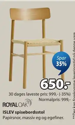 JYSK ISLEV spisebordsstol tilbud