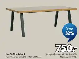 JYSK HALSKOV sofabord tilbud