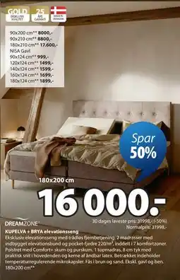 JYSK KUPELVA + BRYA elevationsseng tilbud