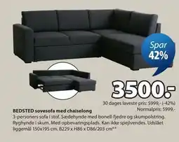 JYSK BEDSTED sovesofa med chaiselong tilbud