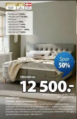 JYSK TONDRA + RESA elevationsseng tilbud