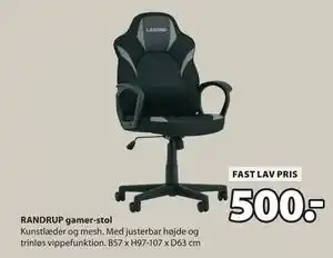 JYSK RANDRUP gamer-stol tilbud