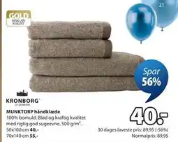 JYSK MUNKTORP håndklæde tilbud