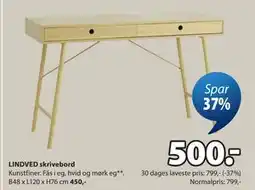 JYSK LINDVED skrivebord tilbud