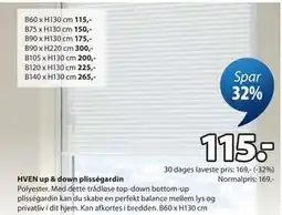 JYSK HVEN up & down plisségardin tilbud