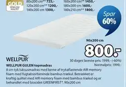 JYSK WELLPUR GULEN topmadras tilbud