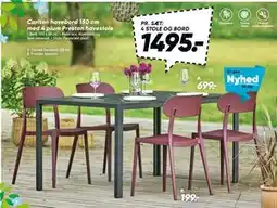 Bilka Carlton havebord 150 cm med 4 plum Preston havestole tilbud